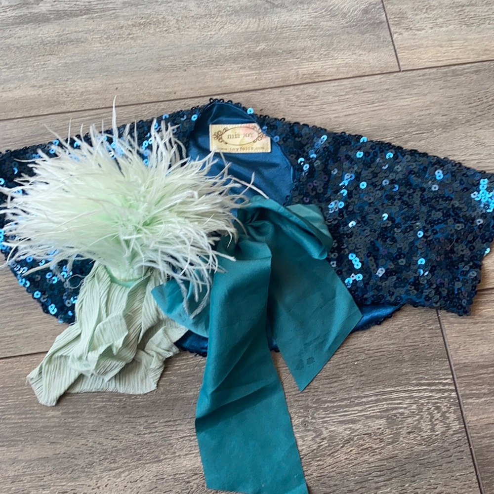 GIRLS MIA JOY SHAWL CAPE CAPELET TEAL SEQUIN